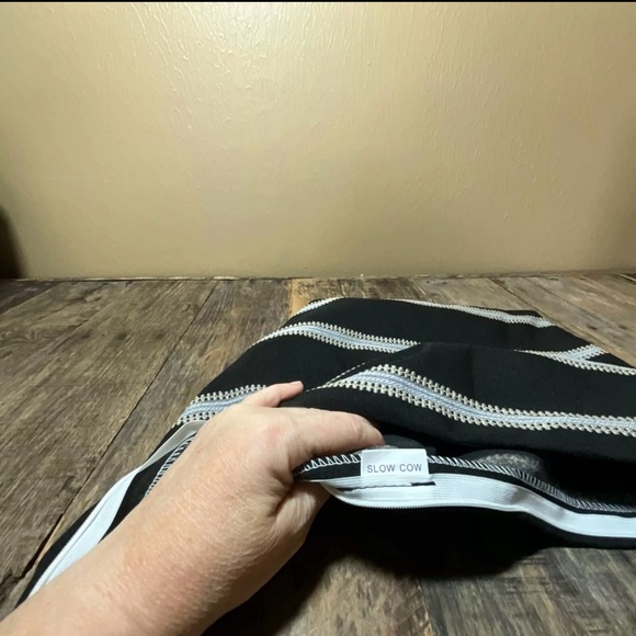 SLOW COW Linen Off White and Black Rectangle Throw Pillow Cover - Picture 8 of 9